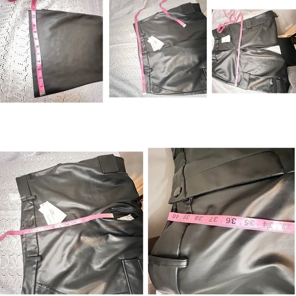 Stradivarius Petite faux leather cargo pants in black - Picture 7 of 8